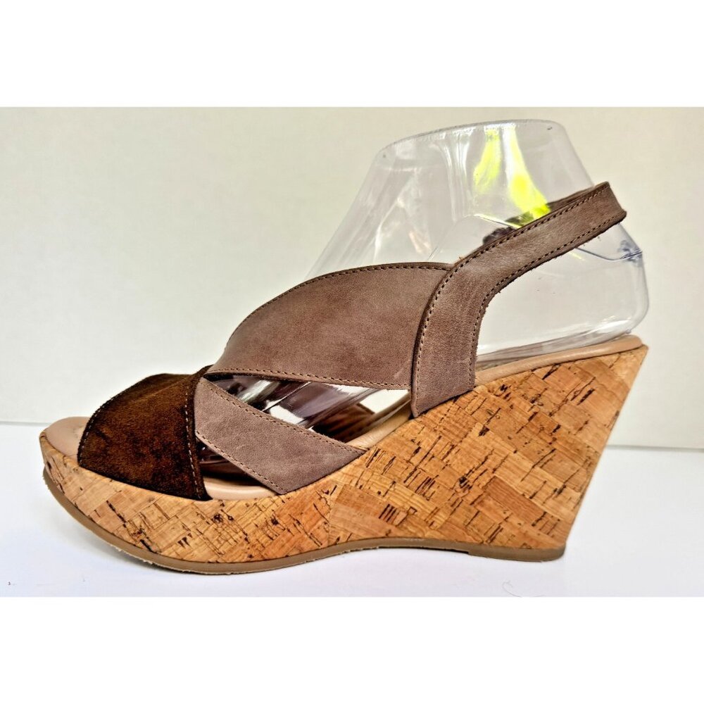 Cordani Womens Suede Leather Randie Platform Cork Wedge Sandals Size 7.5 Italian